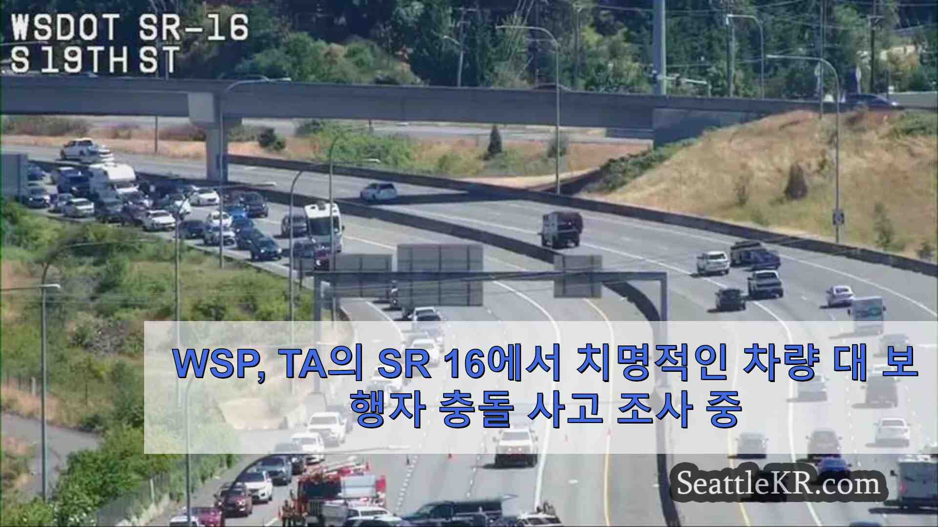 타코마에서 발생한 SR 16의 치명적인 차량 대 보행자 충돌 사고를 조사하는 WSP