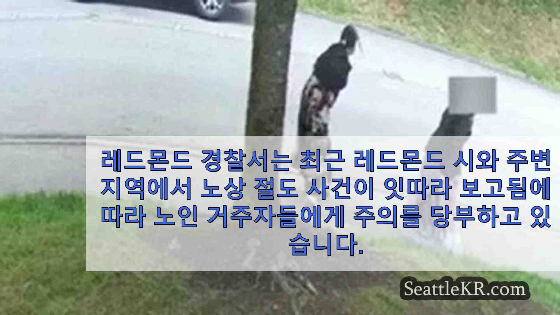 레드몬드 노상 절도 사건은 혼자 걷는 노인을 노린 것으로 보입니다.