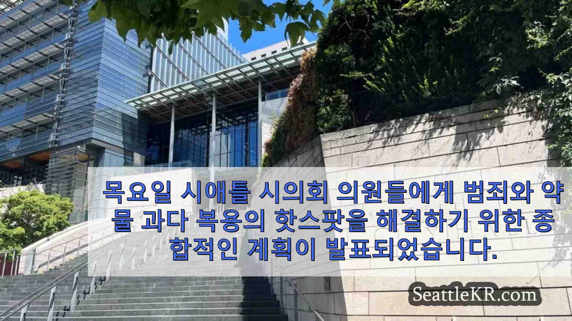 시애틀 시의회 범죄 및 마약 핫스팟에 대처하기 위한 계획 발표 긴급 조치 모색