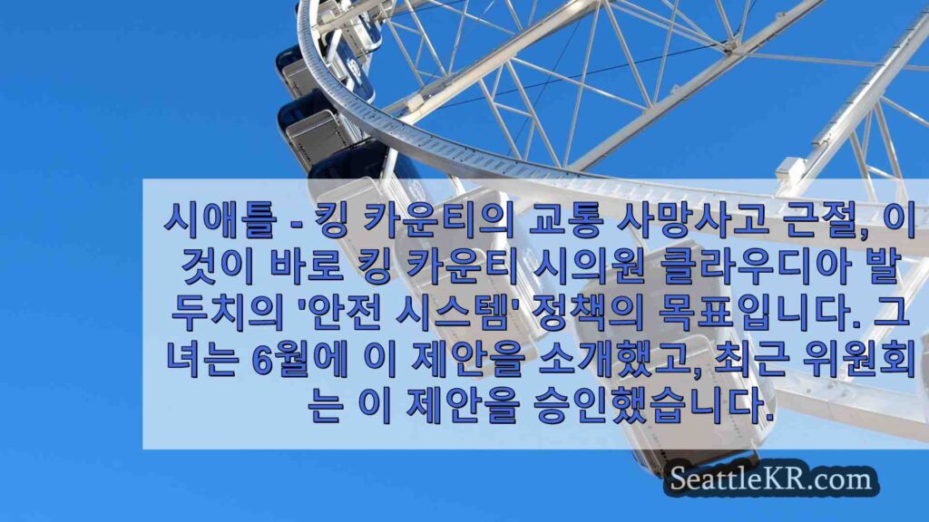 킹 카운티 교통 사망사고 근절을 위한 '안전 시스템' 정책 승인