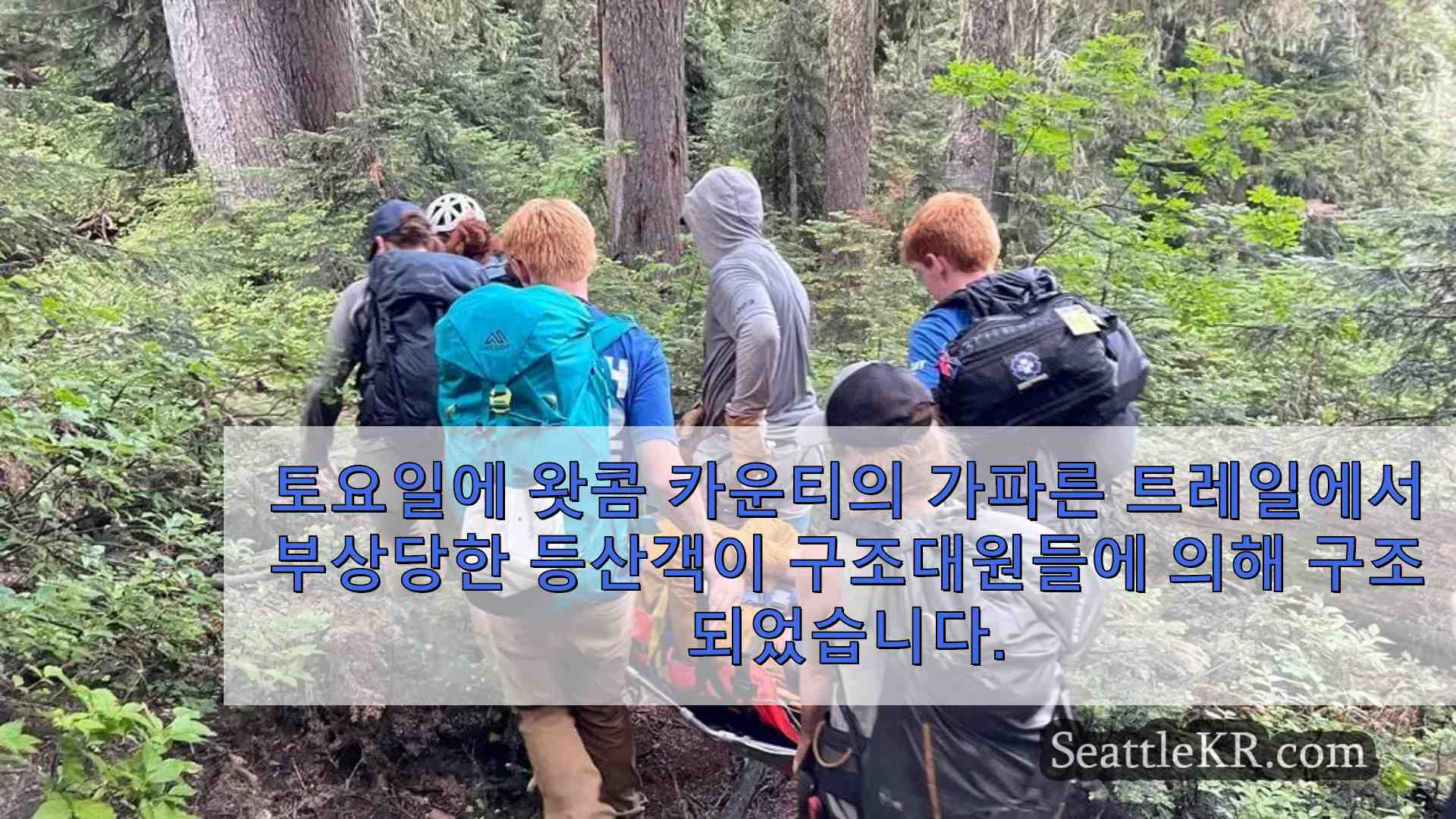 베이커 산 근처에서 가파른 각도의 로프 기동으로 부상당한 등산객 구조