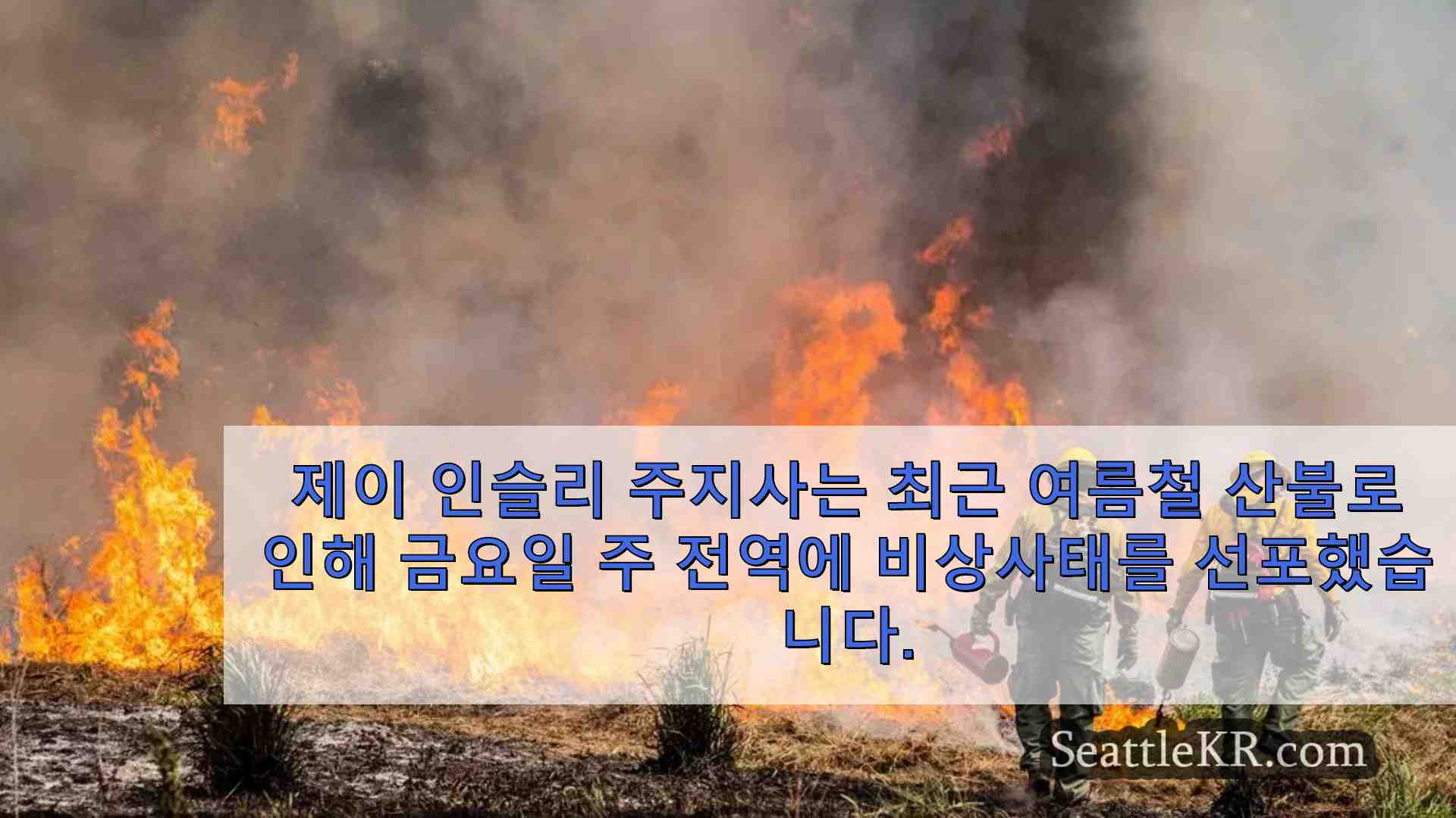 인슬리 주지사 산불로 인한 연료 부족으로 주 전역에 비상사태 선포