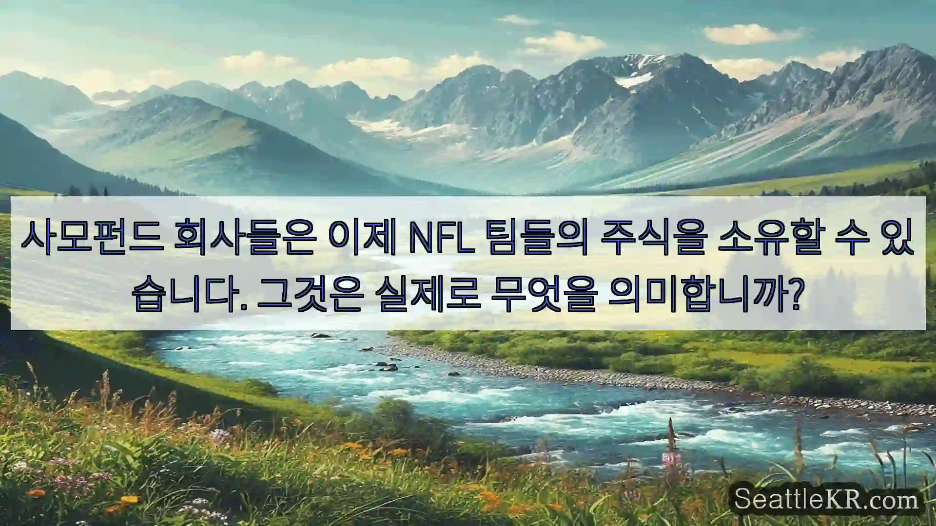 시애틀 뉴스 사모펀드 회사들은 이제 NFL 팀들의 주식을 소유할 수