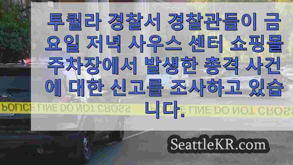 사우스센터 쇼핑몰 주차장에서 총격 사건 발생, 부상자 보고 없음