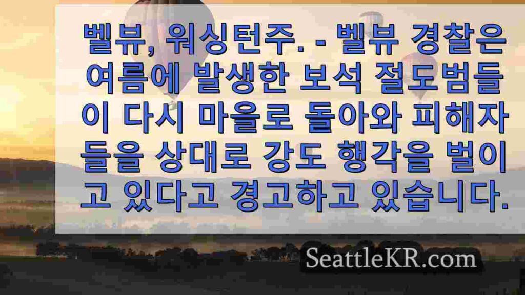 벨뷰 경찰이 마을에 돌아온 보석 도둑에 대해 경고합니다.