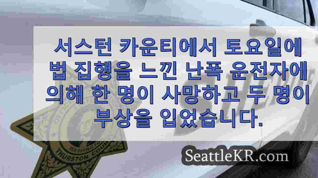 서스턴 카운티 추격 중 무모한 운전자가 차량과 충돌 후 1 명 사망,