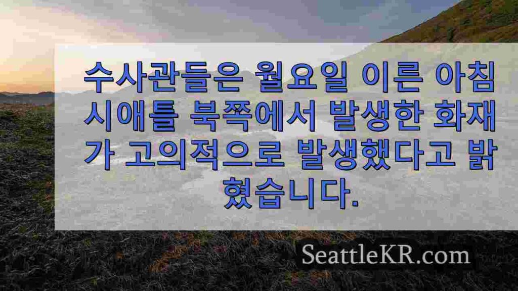 시애틀 아파트 화재는 의도적으로 설정되었습니다.