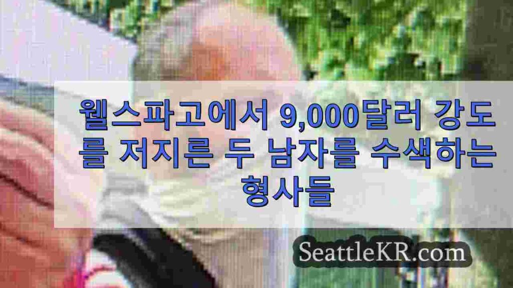 웰스파고에서 9,000달러 강도를 저지른 두 남자를 수색하는 형사들