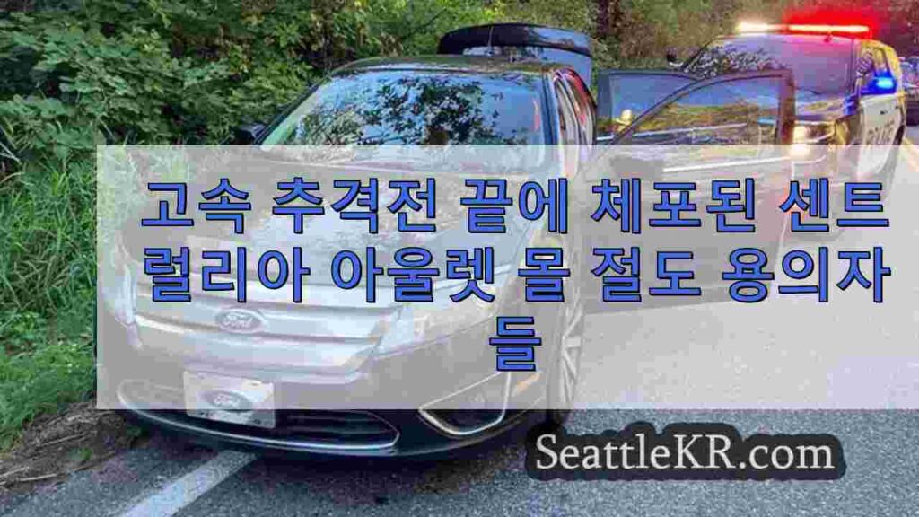 서스턴 카운티로 고속 추격전 끝에 체포된 센트럴리아 아울렛 몰 도둑