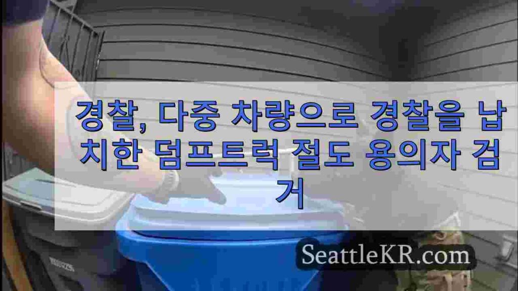 경찰을 여러 카운티로 추격하던 덤프트럭 절도 용의자를 체포한 경찰관들