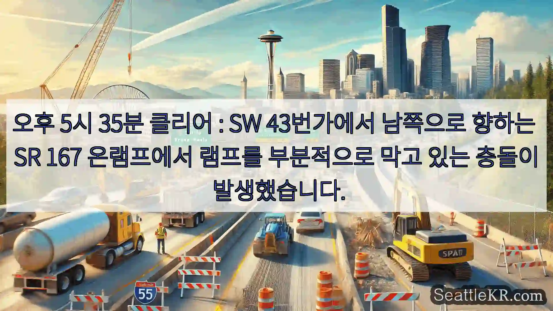 시애틀 교통뉴스 오후 5시 35분 클리어 : SW 43번가에서 남쪽으로 향하는