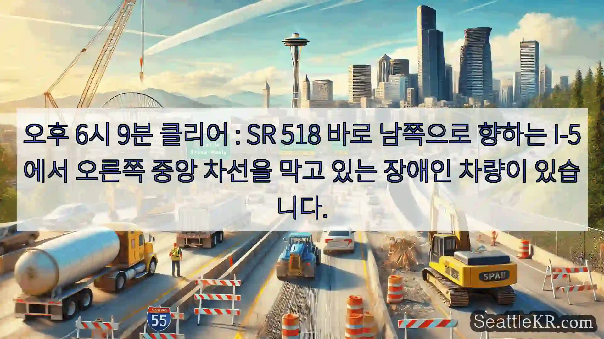 시애틀 교통뉴스 오후 6시 9분 클리어 : SR 518 바로 남쪽으로 향하는