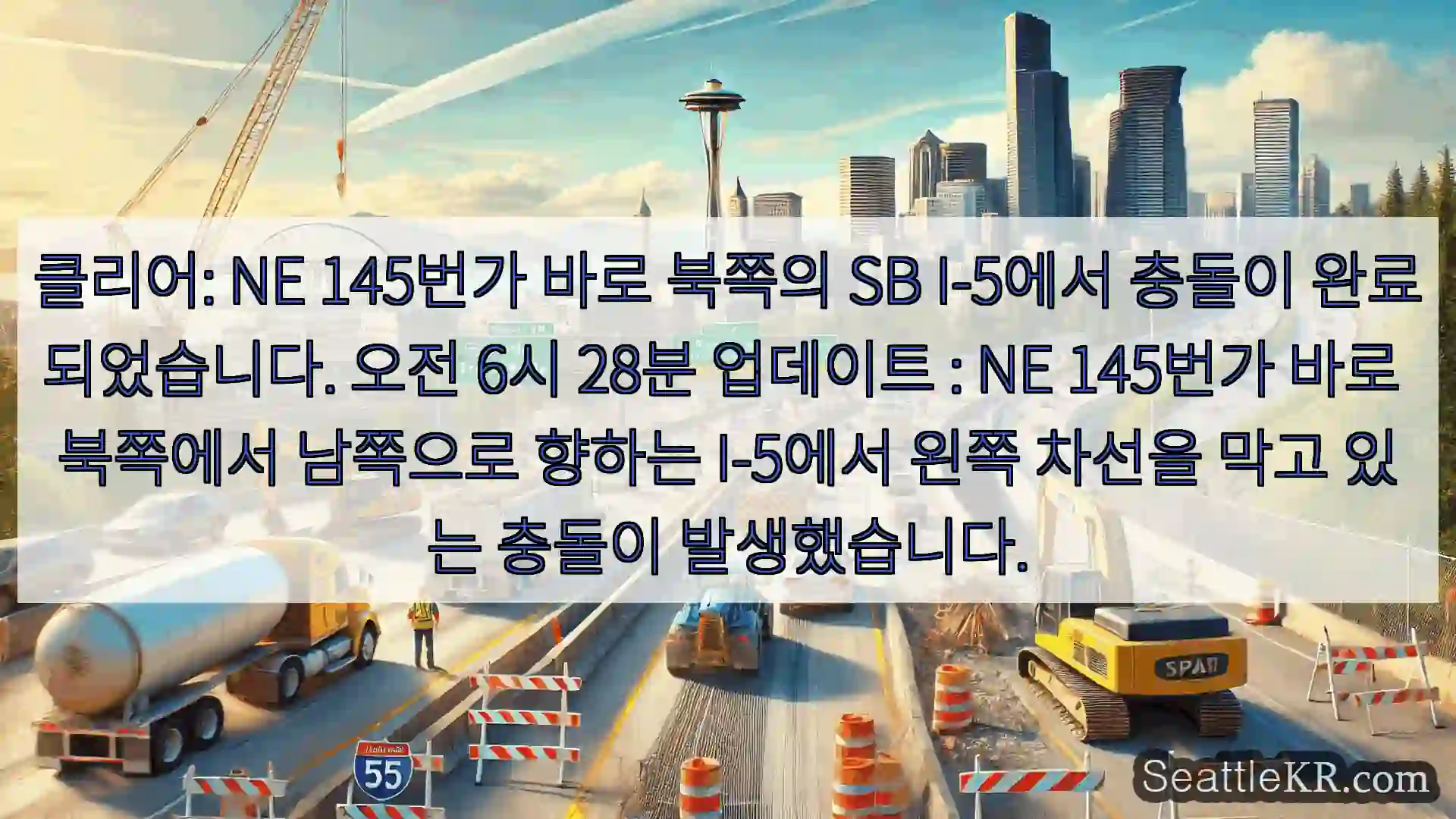 시애틀 교통뉴스 클리어: NE 145번가 바로 북쪽의 SB I-5에서 충돌이