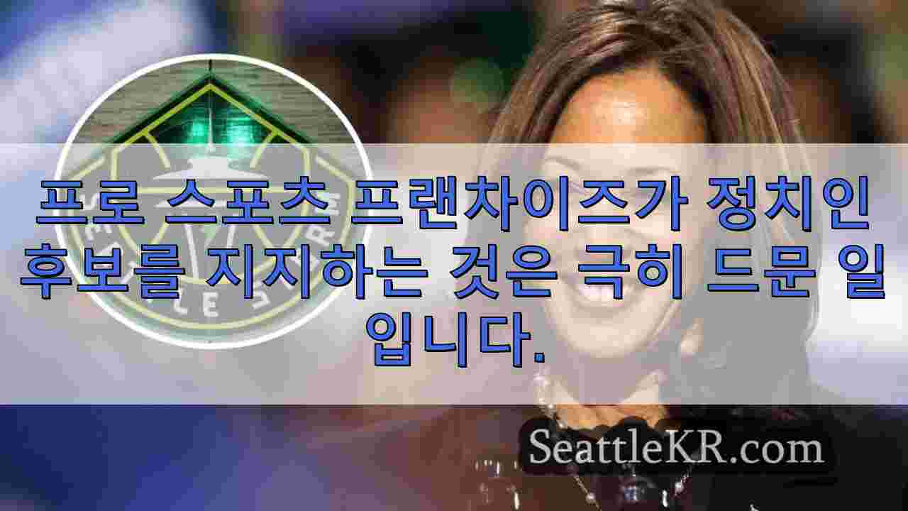 WNBA 시애틀 스톰, '자랑스럽게' 해리스를 회장으로 지지하다