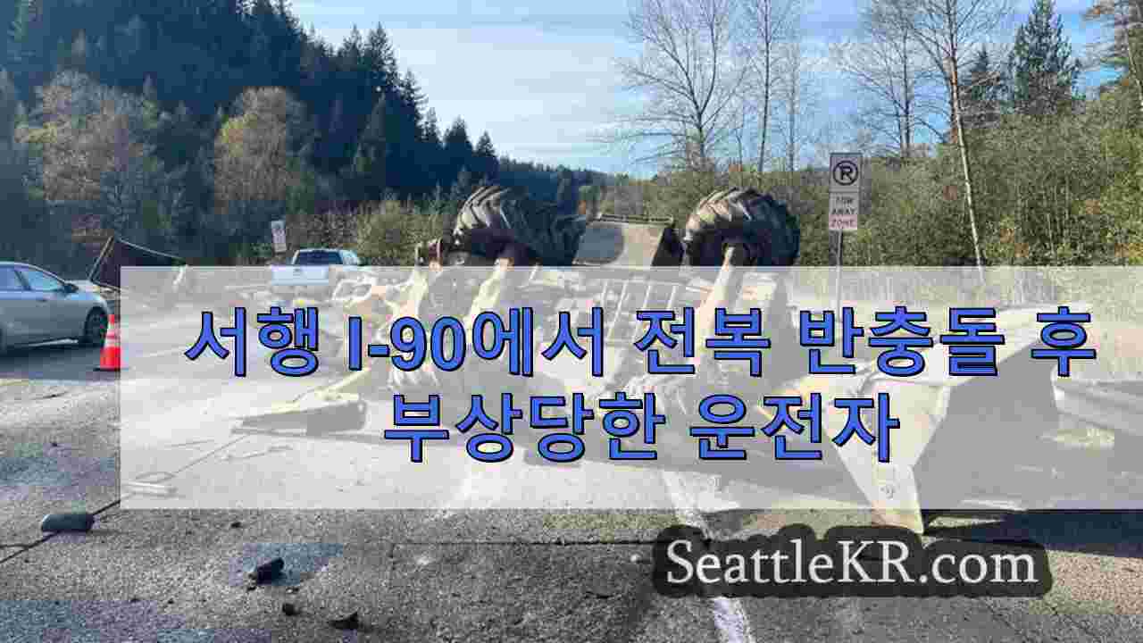 서행 I-90에서 전복 반충돌 후 부상당한 운전자