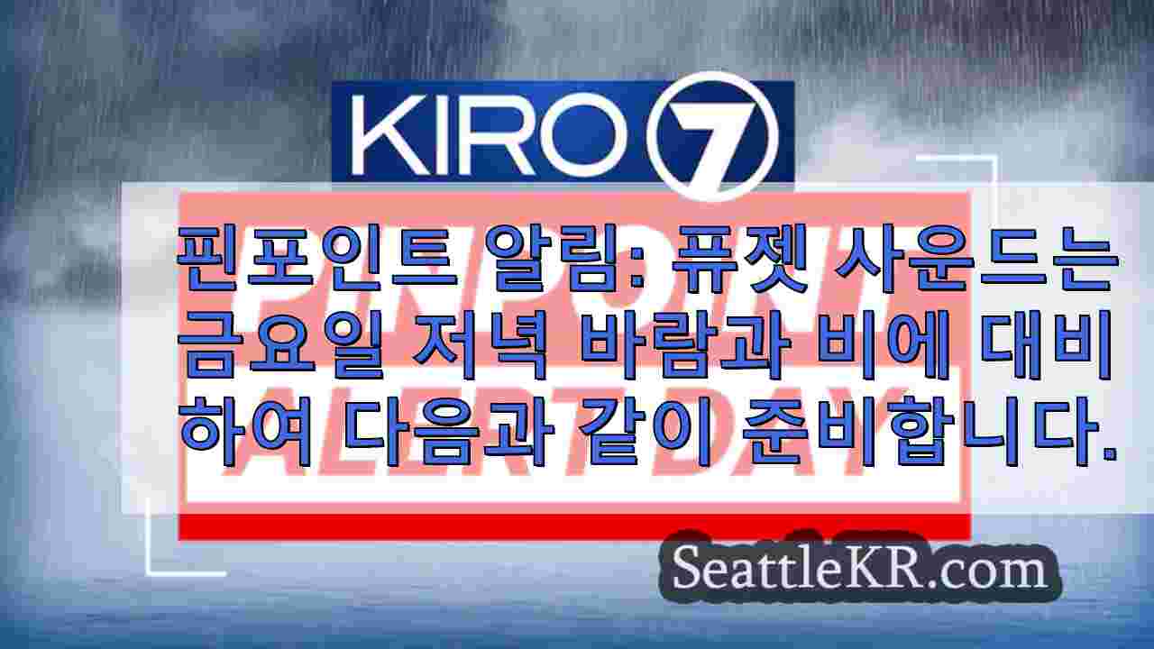 핀포인트 알림 폭풍 시스템이 다가옴에 따라 금요일 저녁 바람과 비에 대비하는 퓨젯 사운드