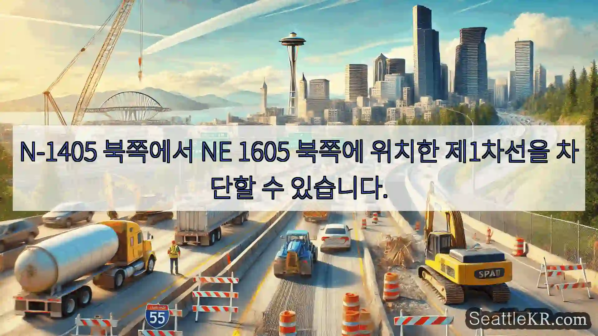 시애틀 교통뉴스 N-1405 북쪽에서 NE 1605 북쪽에 위치한 제1차선을