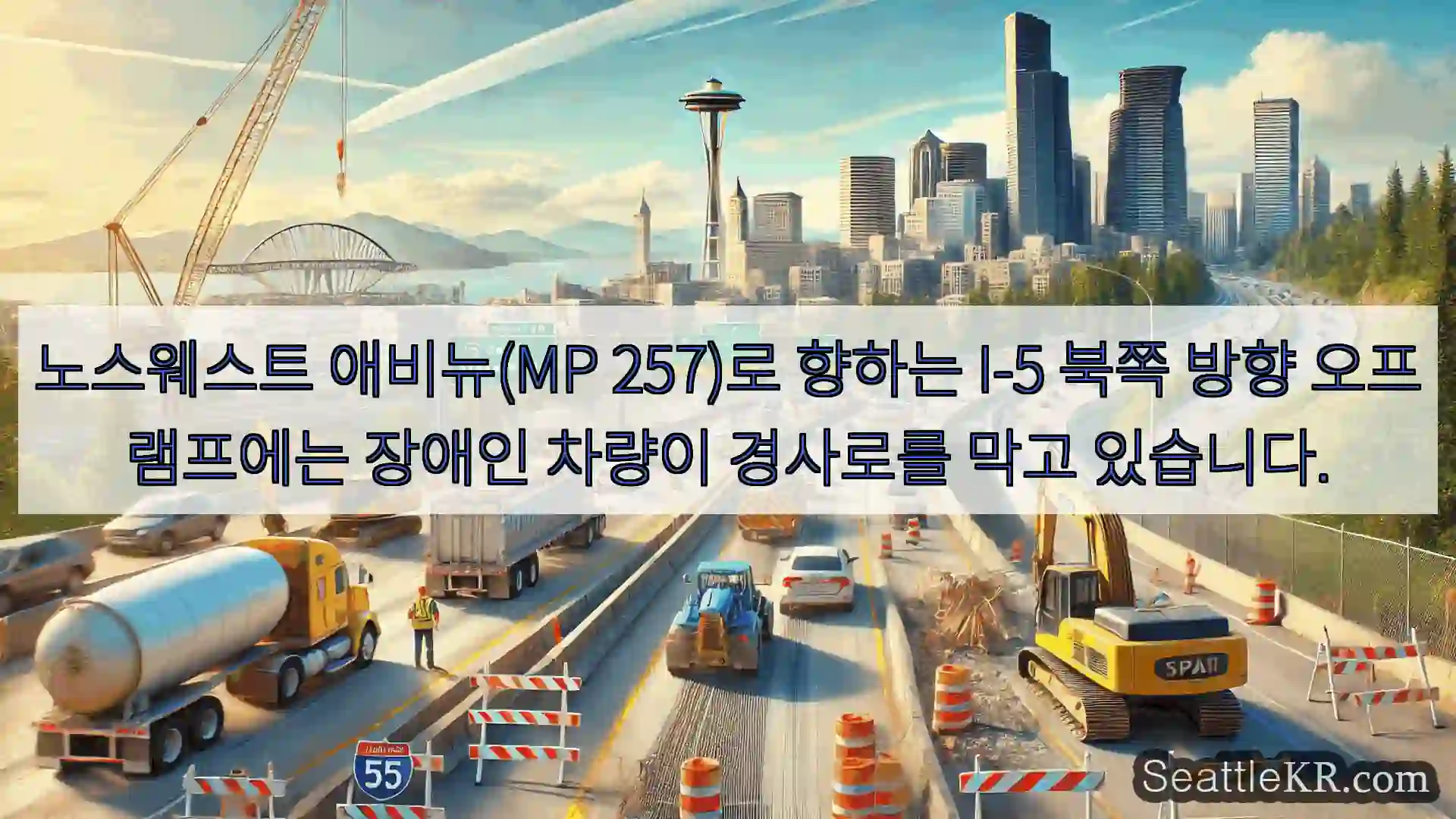 시애틀 교통뉴스 노스웨스트 애비뉴(MP 257)로 향하는 I-5 북쪽 방향