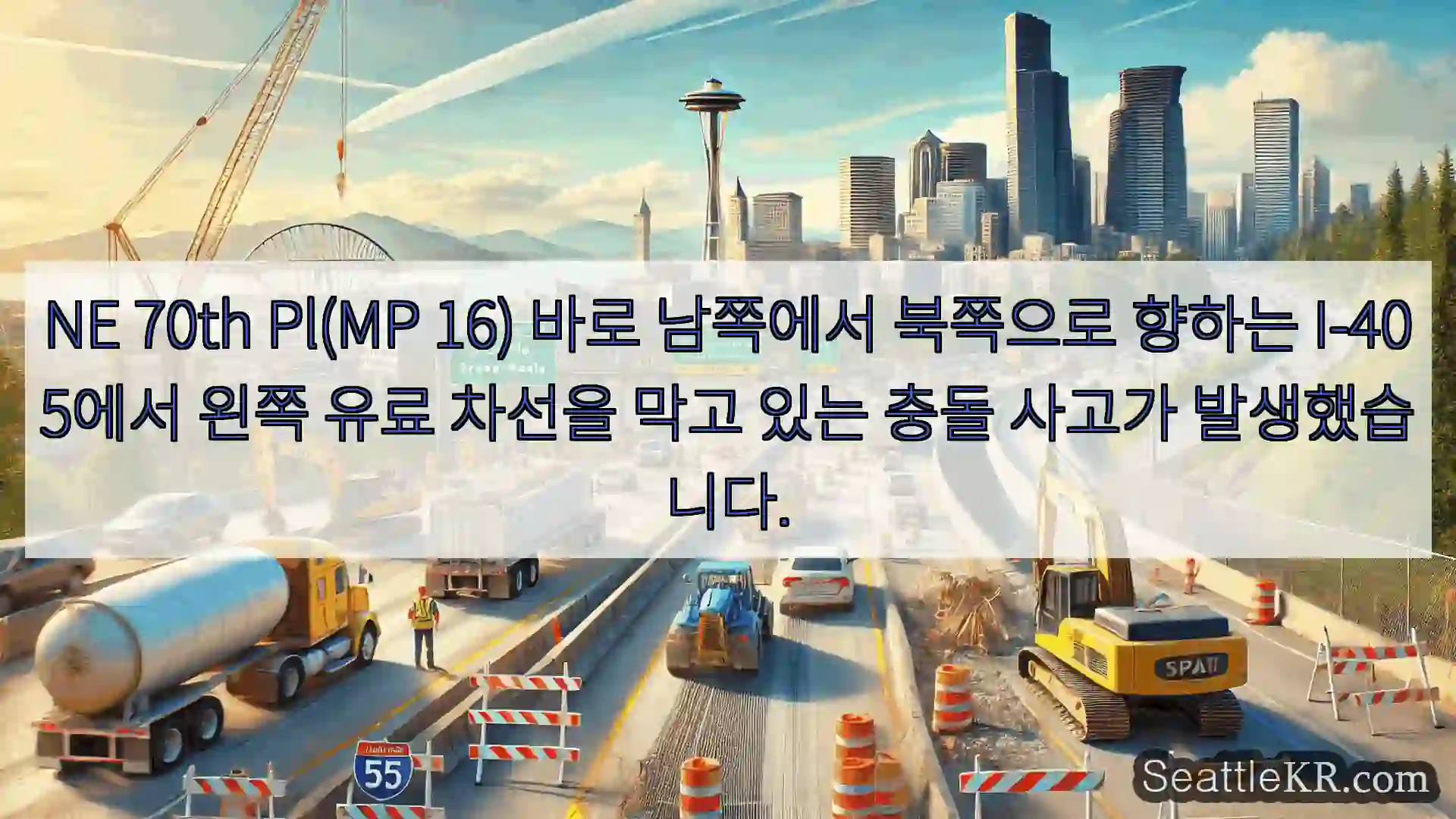 시애틀 교통뉴스 NE 70th Pl(MP 16) 바로 남쪽에서 북쪽으로 향하는