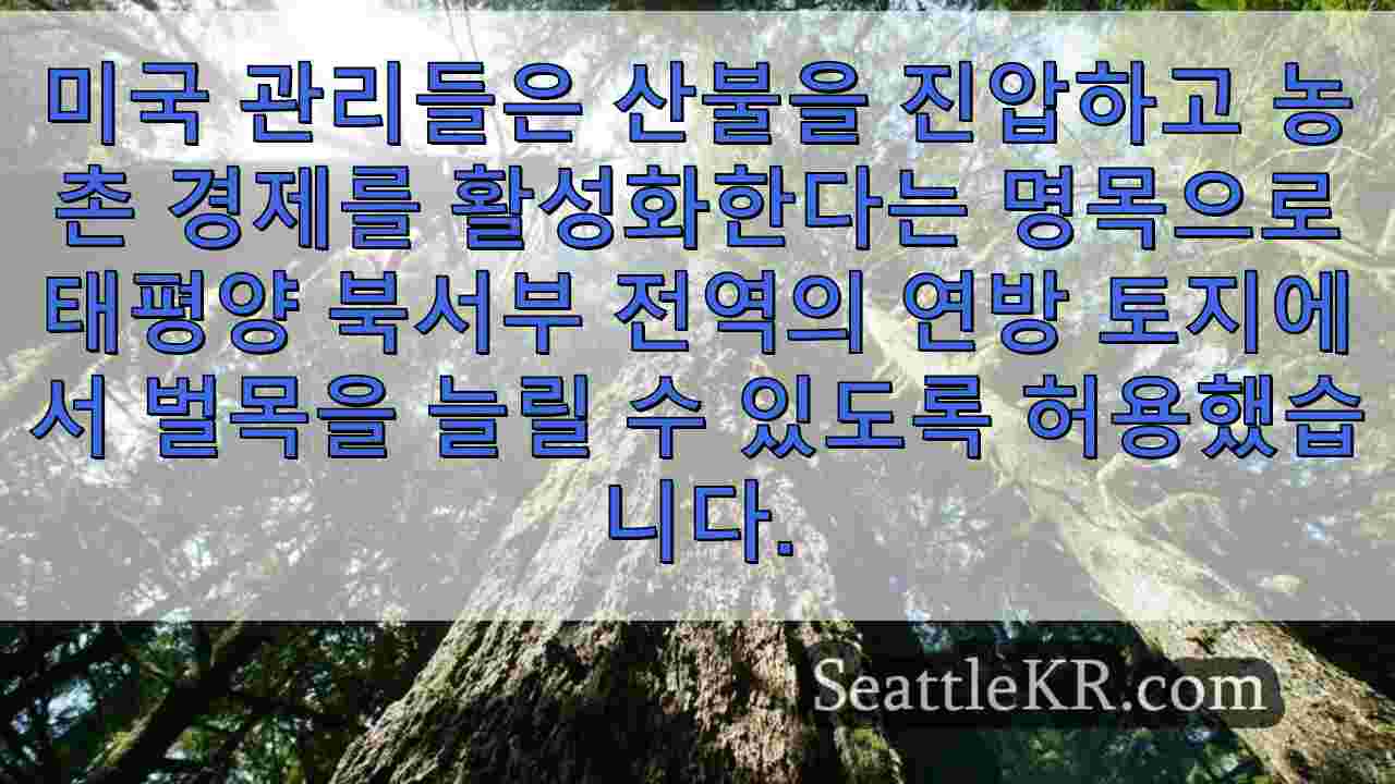 미국 태평양 북서부의 산불을 억제하기 위해 더 많은 벌목이 제안되었습니다.