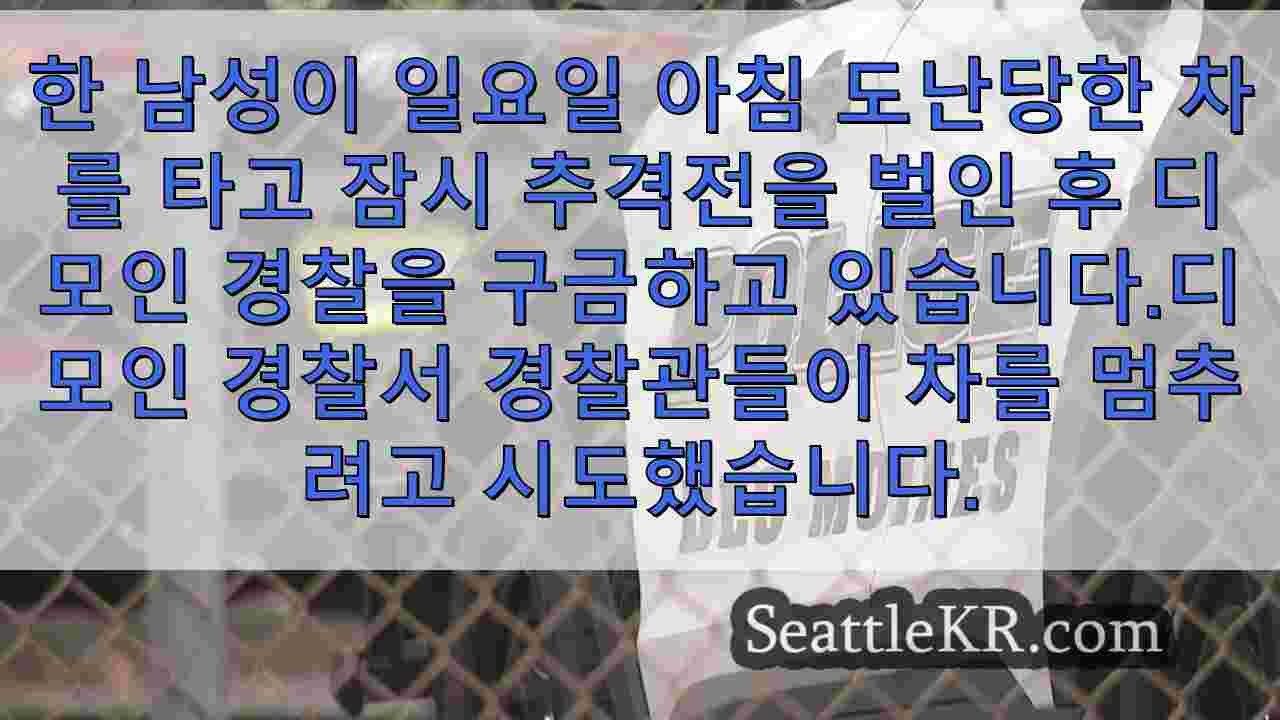 디모인에서 도난당한 차량 추격전이 충돌 사고로 이어지고, K9의