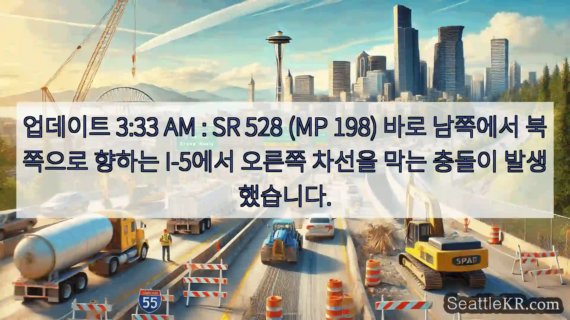 시애틀 교통뉴스 업데이트 3:33 AM : SR 528 (MP 198) 바로