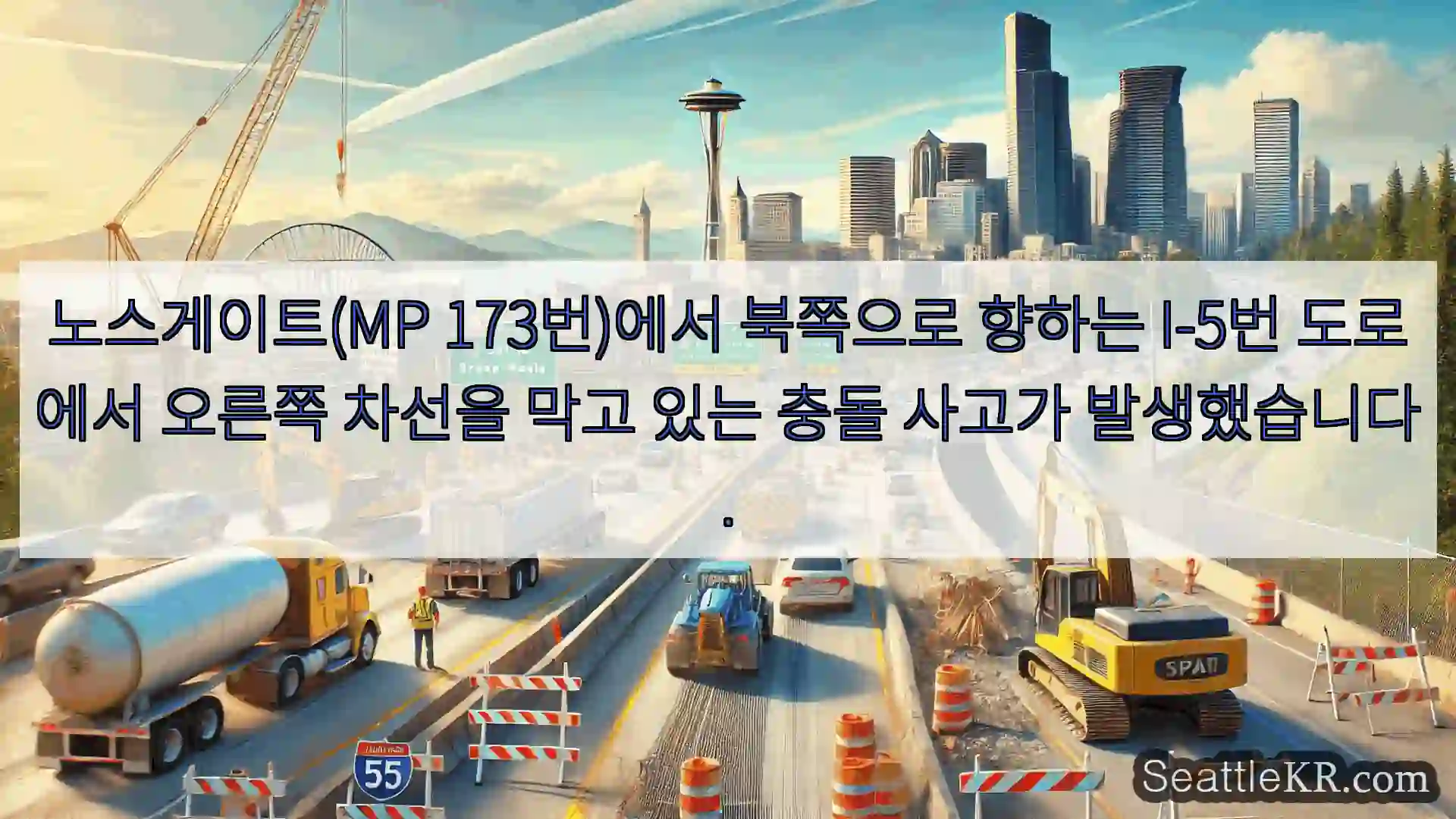 시애틀 교통뉴스 노스게이트(MP 173번)에서 북쪽으로 향하는 I-5번