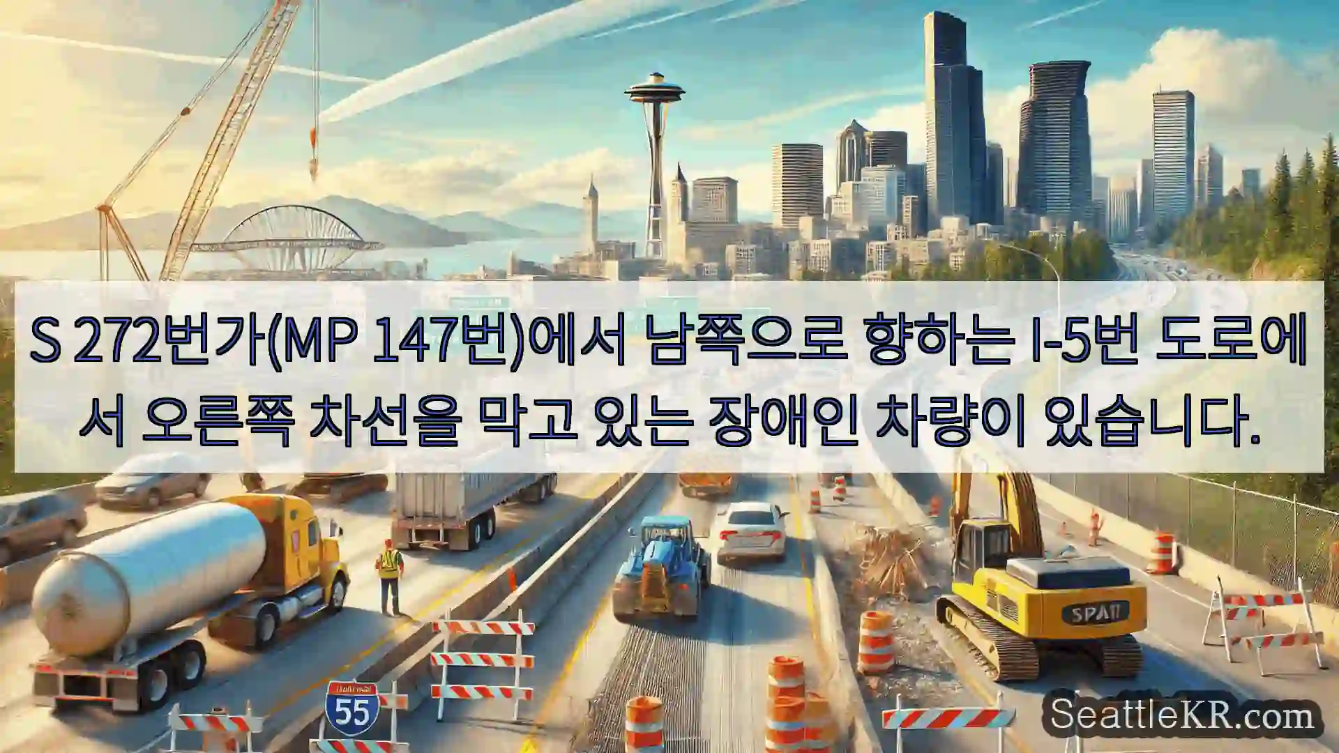 시애틀 교통뉴스 S 272번가(MP 147번)에서 남쪽으로 향하는 I-5번