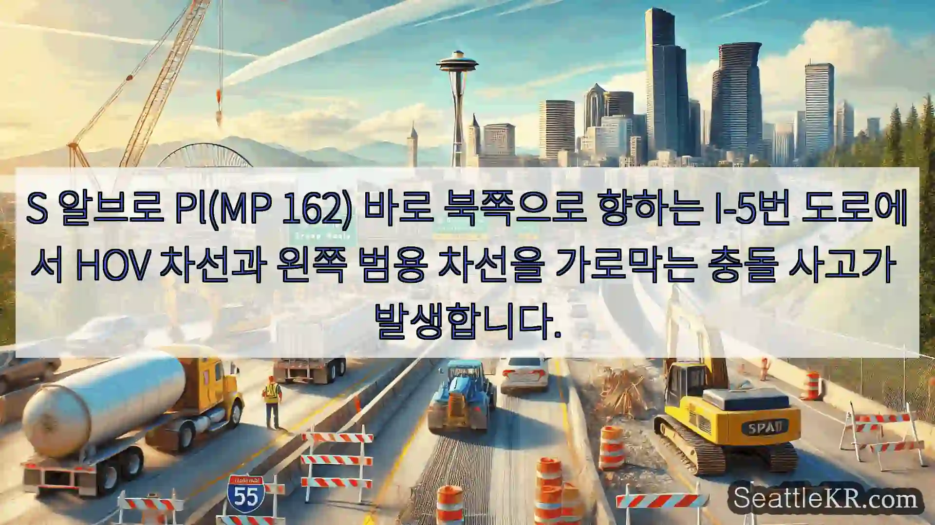 시애틀 교통뉴스 S 알브로 Pl(MP 162) 바로 북쪽으로 향하는 I-5번