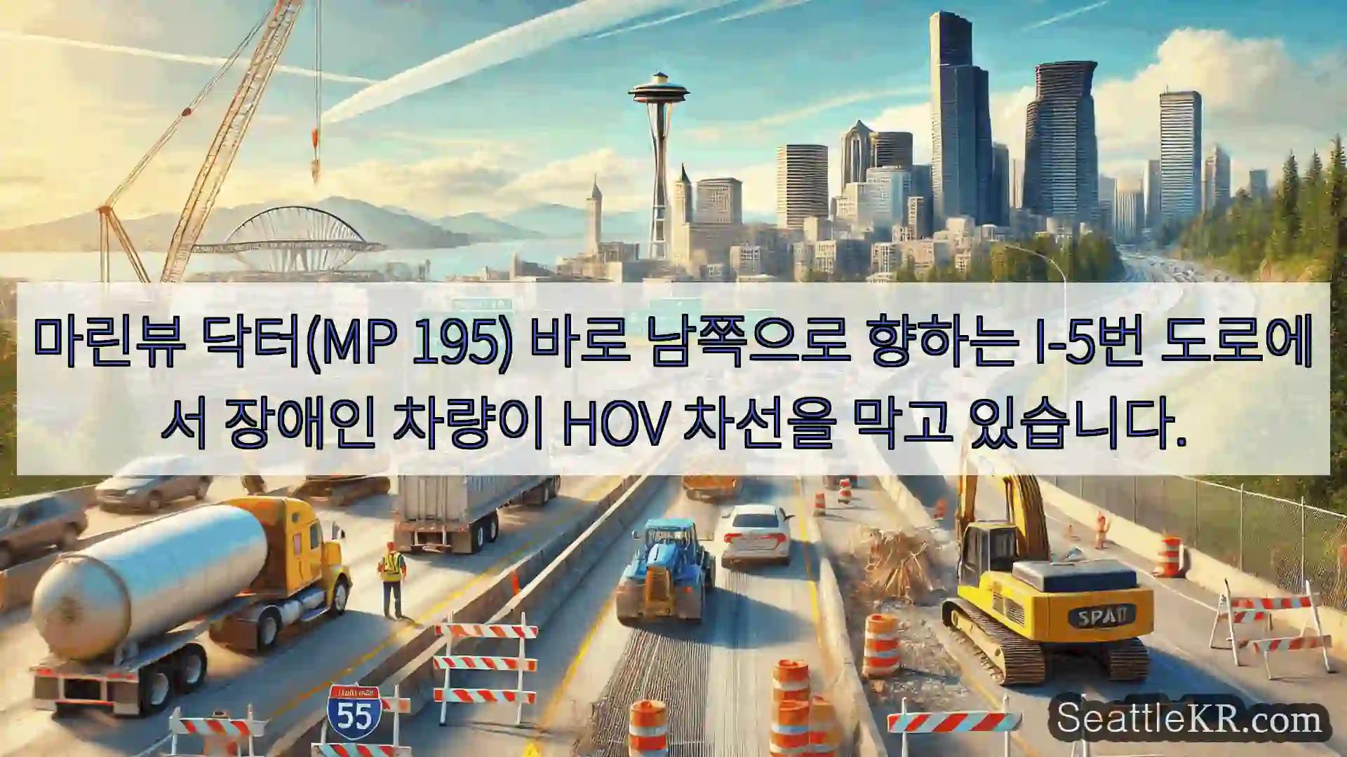 시애틀 교통뉴스 마린뷰 닥터(MP 195) 바로 남쪽으로 향하는 I-5번