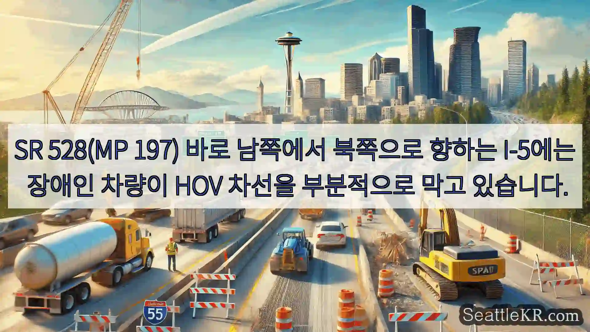 시애틀 교통뉴스 SR 528(MP 197) 바로 남쪽에서 북쪽으로 향하는