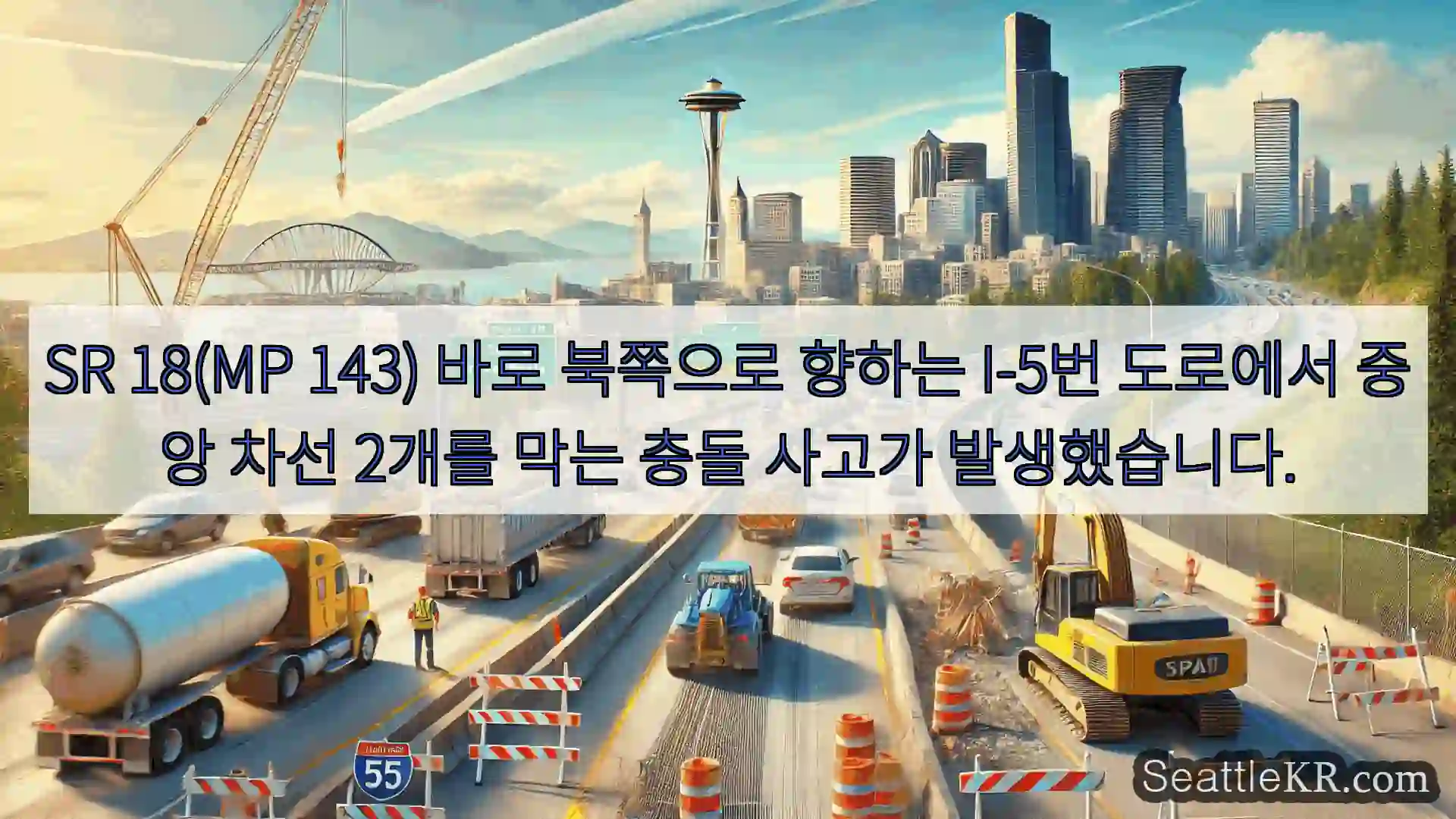 시애틀 교통뉴스 SR 18(MP 143) 바로 북쪽으로 향하는 I-5번