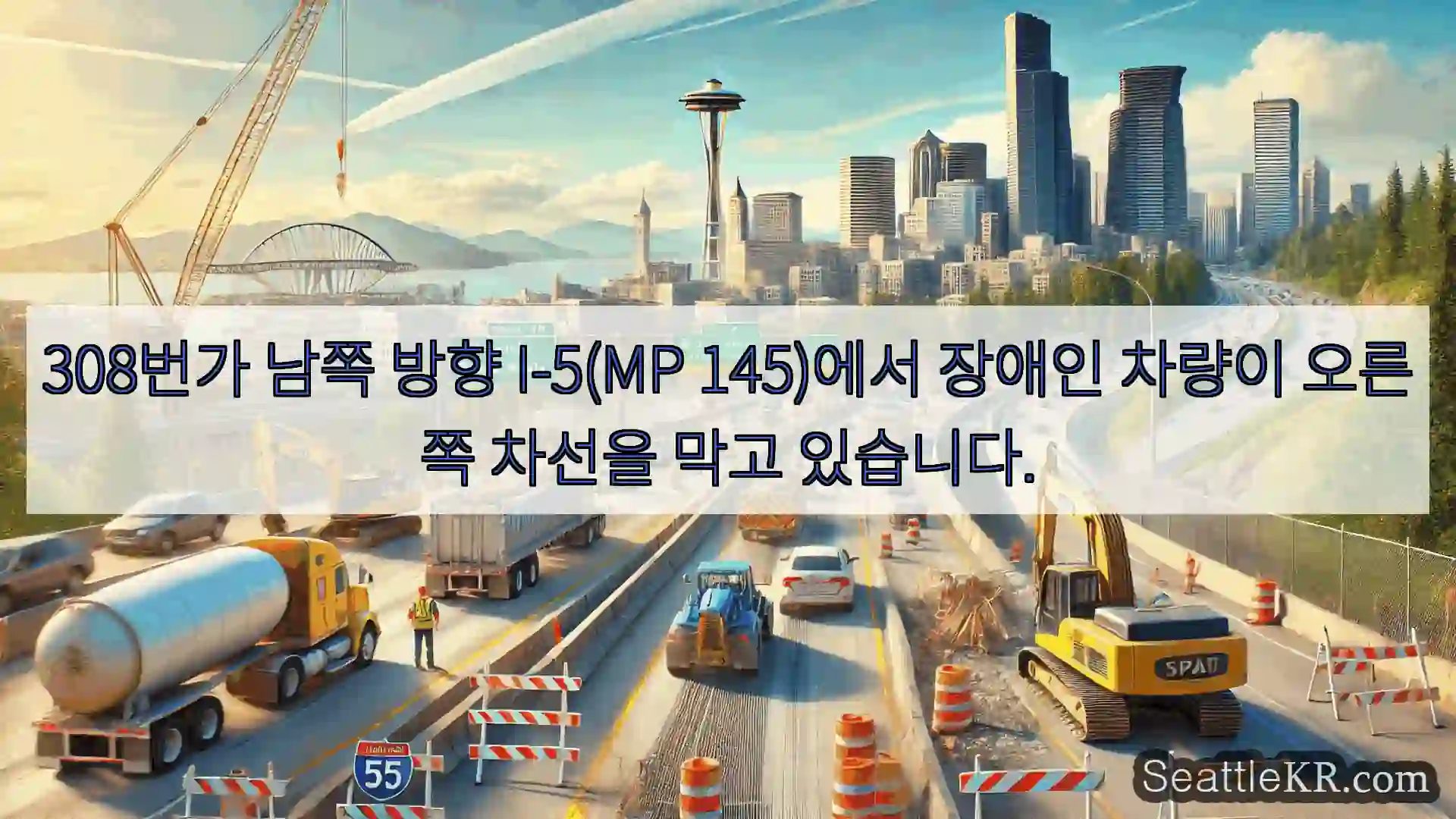 시애틀 교통뉴스 308번가 남쪽 방향 I-5(MP 145)에서 장애인 차량이
