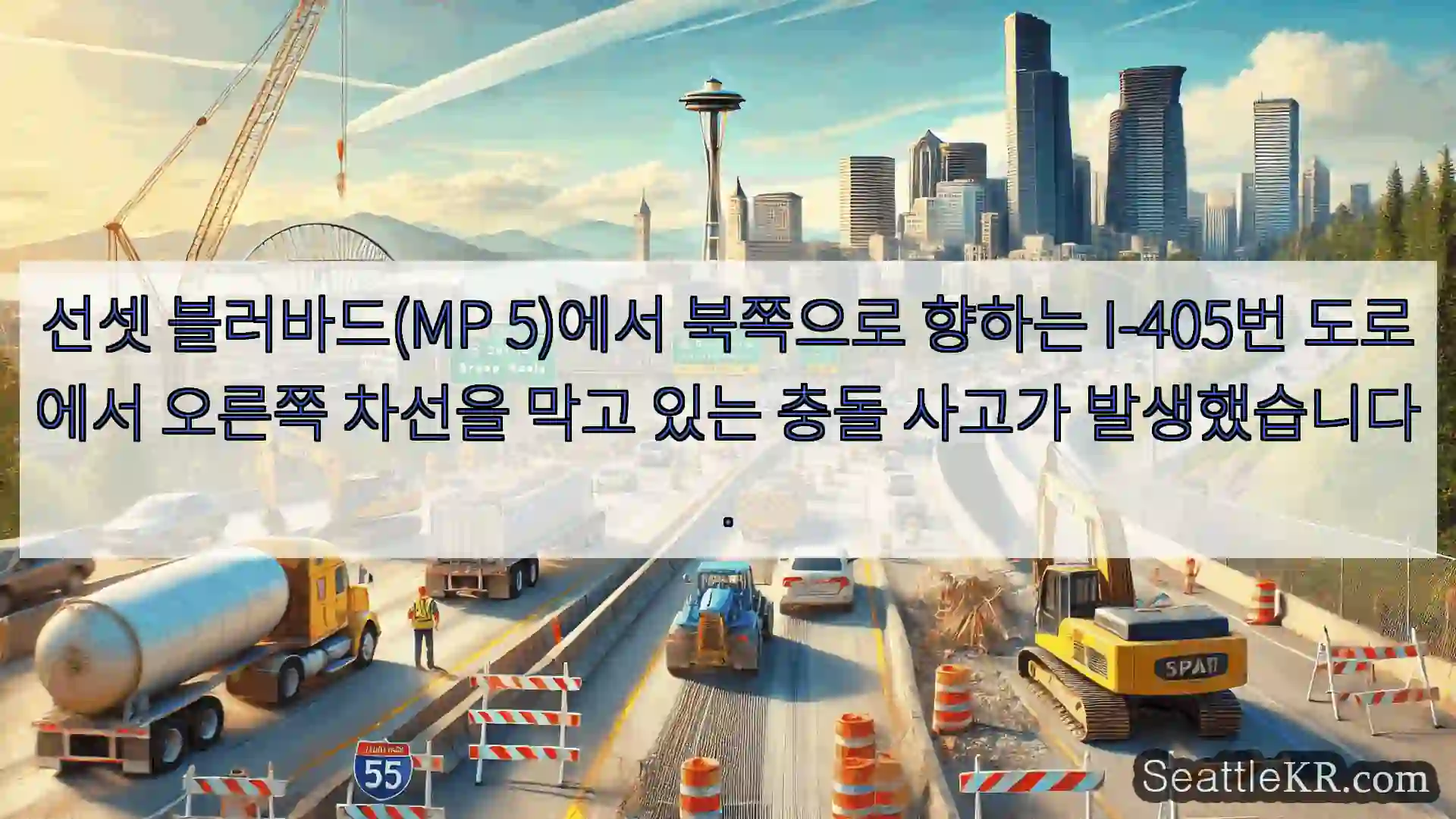 시애틀 교통뉴스 선셋 블러바드(MP 5)에서 북쪽으로 향하는 I-405번