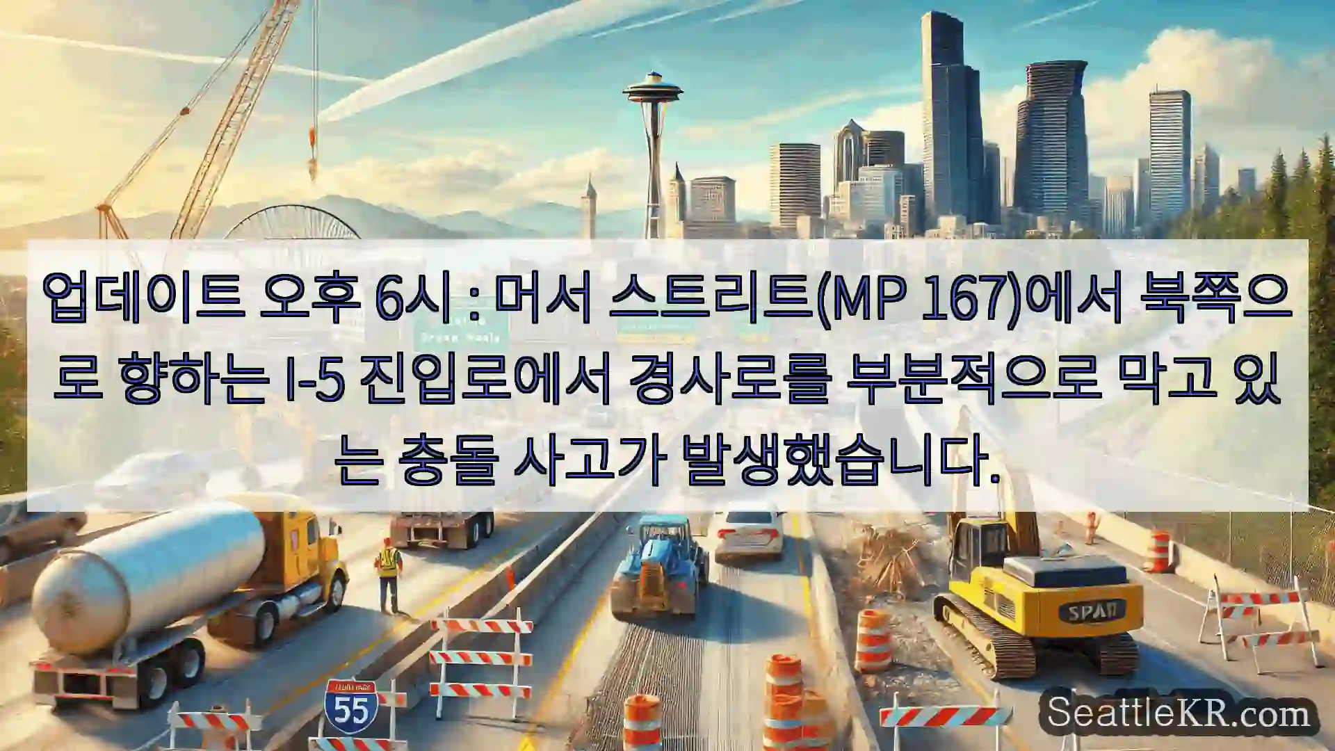 시애틀 교통뉴스 업데이트 오후 6시 : 머서 스트리트(MP 167)에서