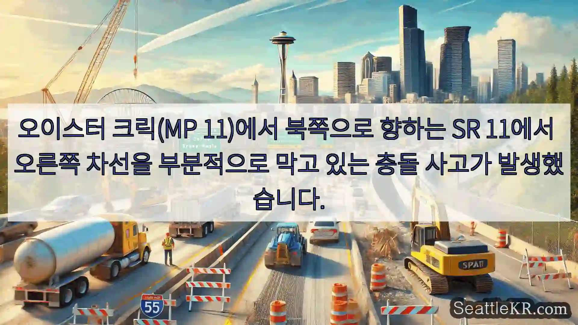 시애틀 교통뉴스 오이스터 크릭(MP 11)에서 북쪽으로 향하는 SR 11에서