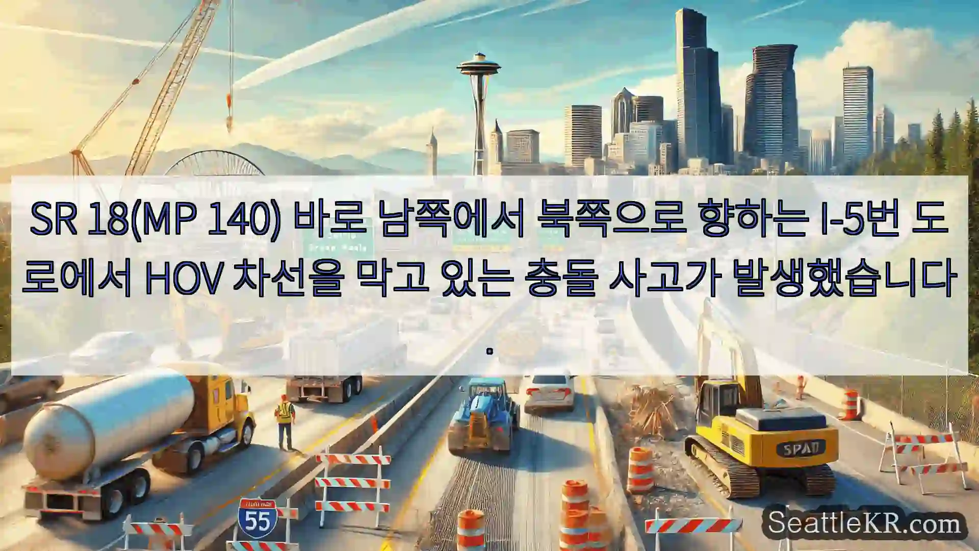 시애틀 교통뉴스 SR 18(MP 140) 바로 남쪽에서 북쪽으로 향하는
