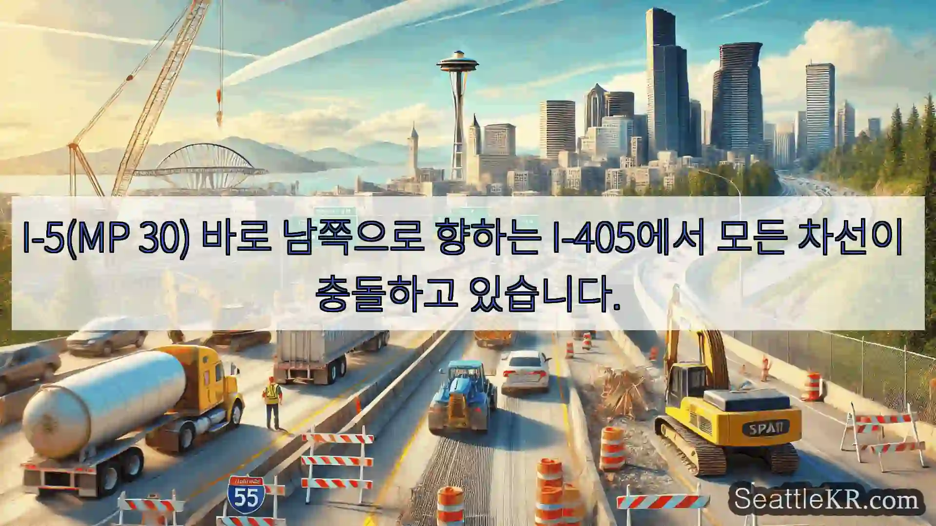 시애틀 교통뉴스 I-5(MP 30) 바로 남쪽으로 향하는 I-405에서 모든