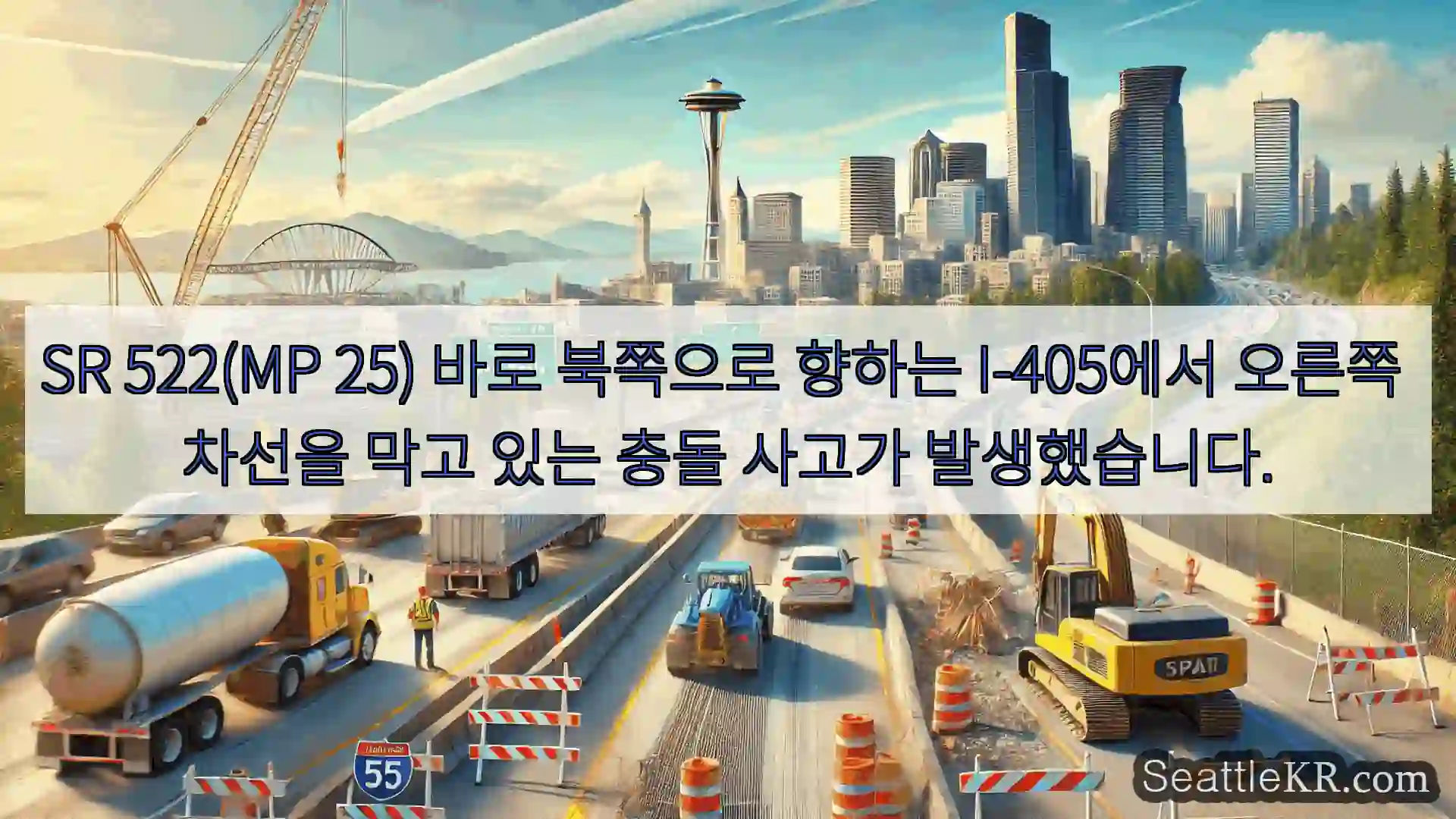시애틀 교통뉴스 SR 522(MP 25) 바로 북쪽으로 향하는 I-405에서