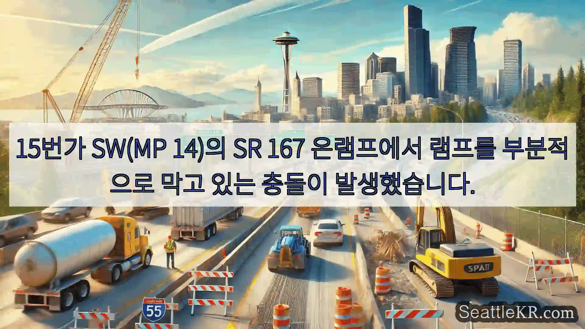 시애틀 교통뉴스 15번가 SW(MP 14)의 SR 167 온램프에서 램프를
