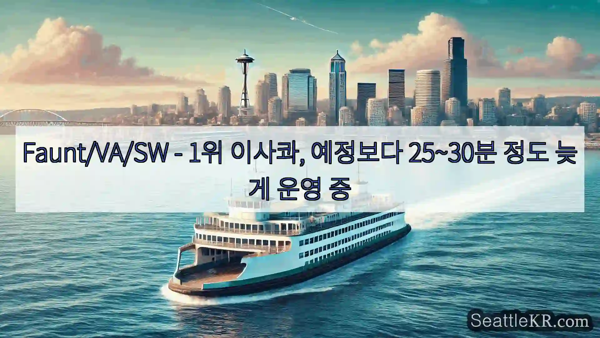 시애틀 페리 뉴스 Faunt/VA/SW - 1위 이사콰, 예정보다 25~30분