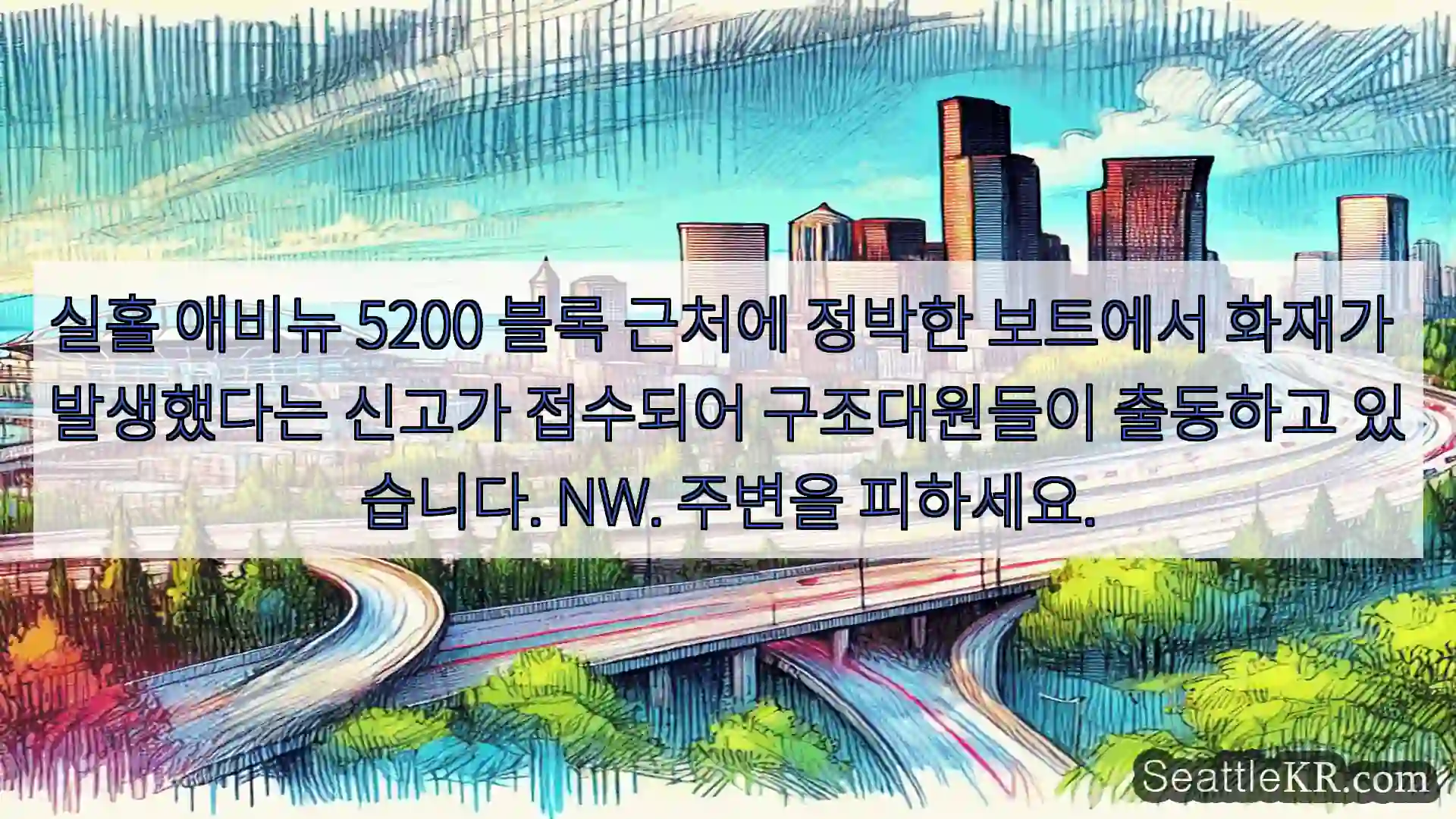 시애틀 교통뉴스 실홀 애비뉴 5200 블록 근처에 정박한 보트에서 화재가