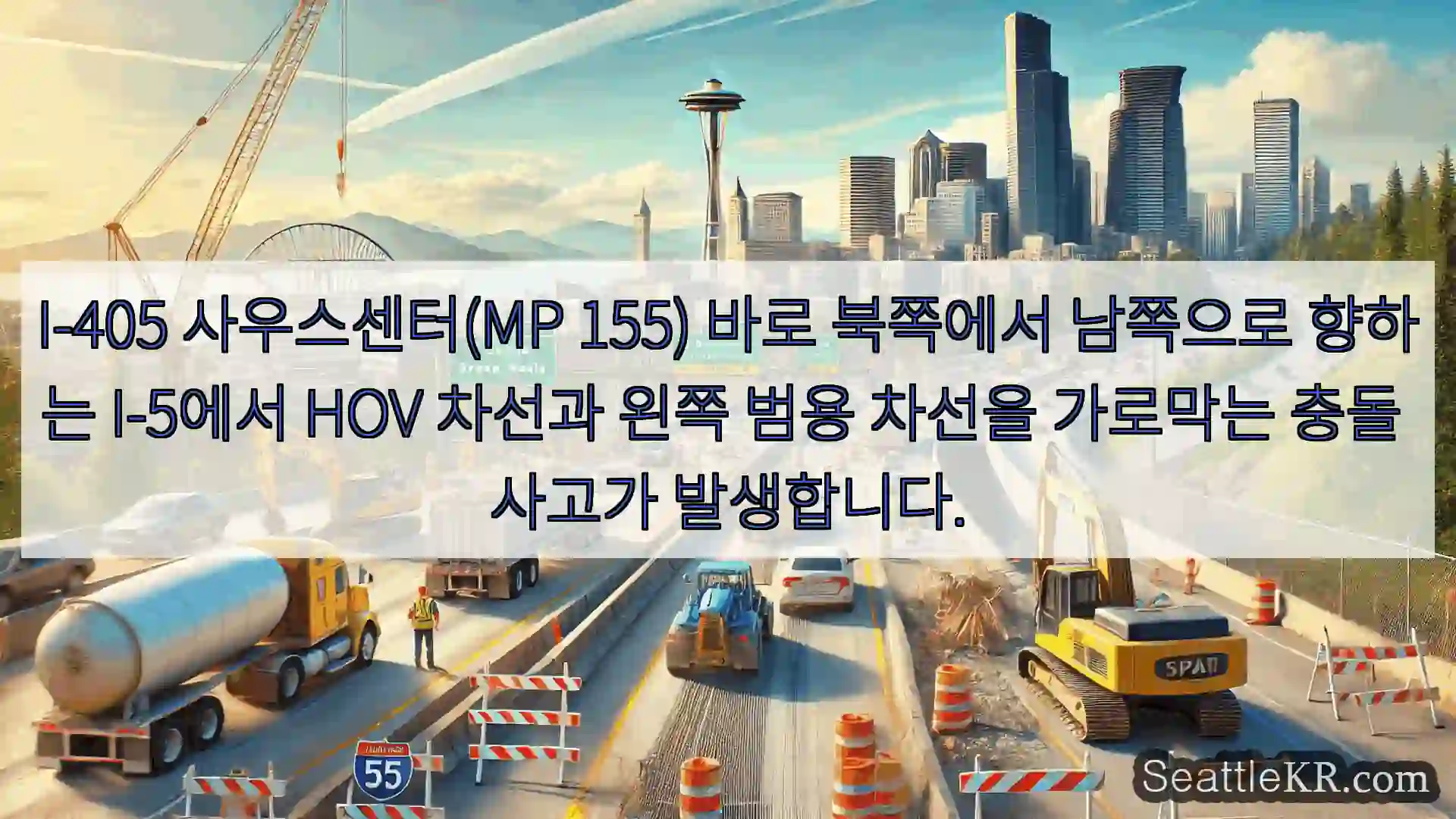 시애틀 교통뉴스 I-405 사우스센터(MP 155) 바로 북쪽에서 남쪽으로