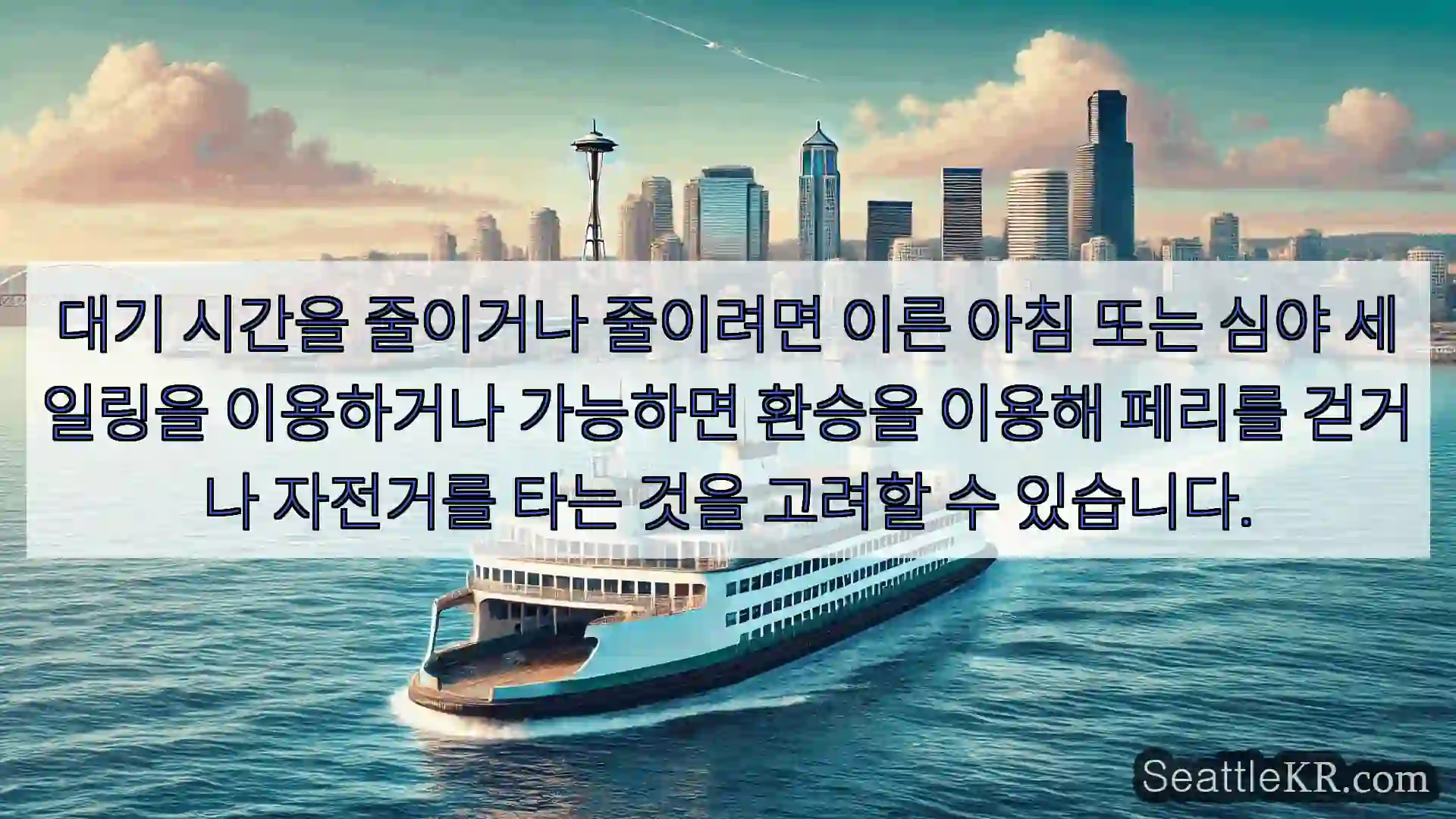 시애틀 페리 뉴스 대기 시간을 줄이거나 줄이려면 이른 아침 또는 심야 세일링을