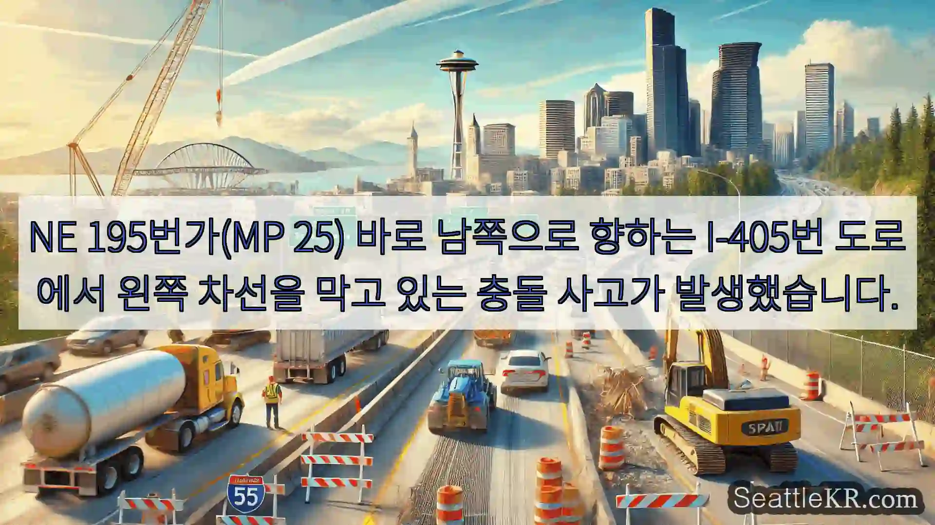 시애틀 교통뉴스 NE 195번가(MP 25) 바로 남쪽으로 향하는 I-405번