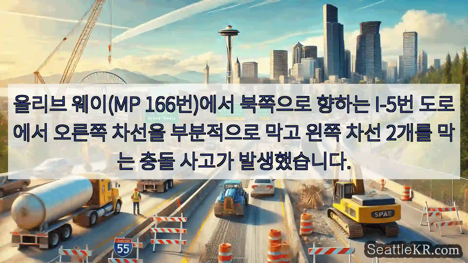 시애틀 교통뉴스 올리브 웨이(MP 166번)에서 북쪽으로 향하는 I-5번