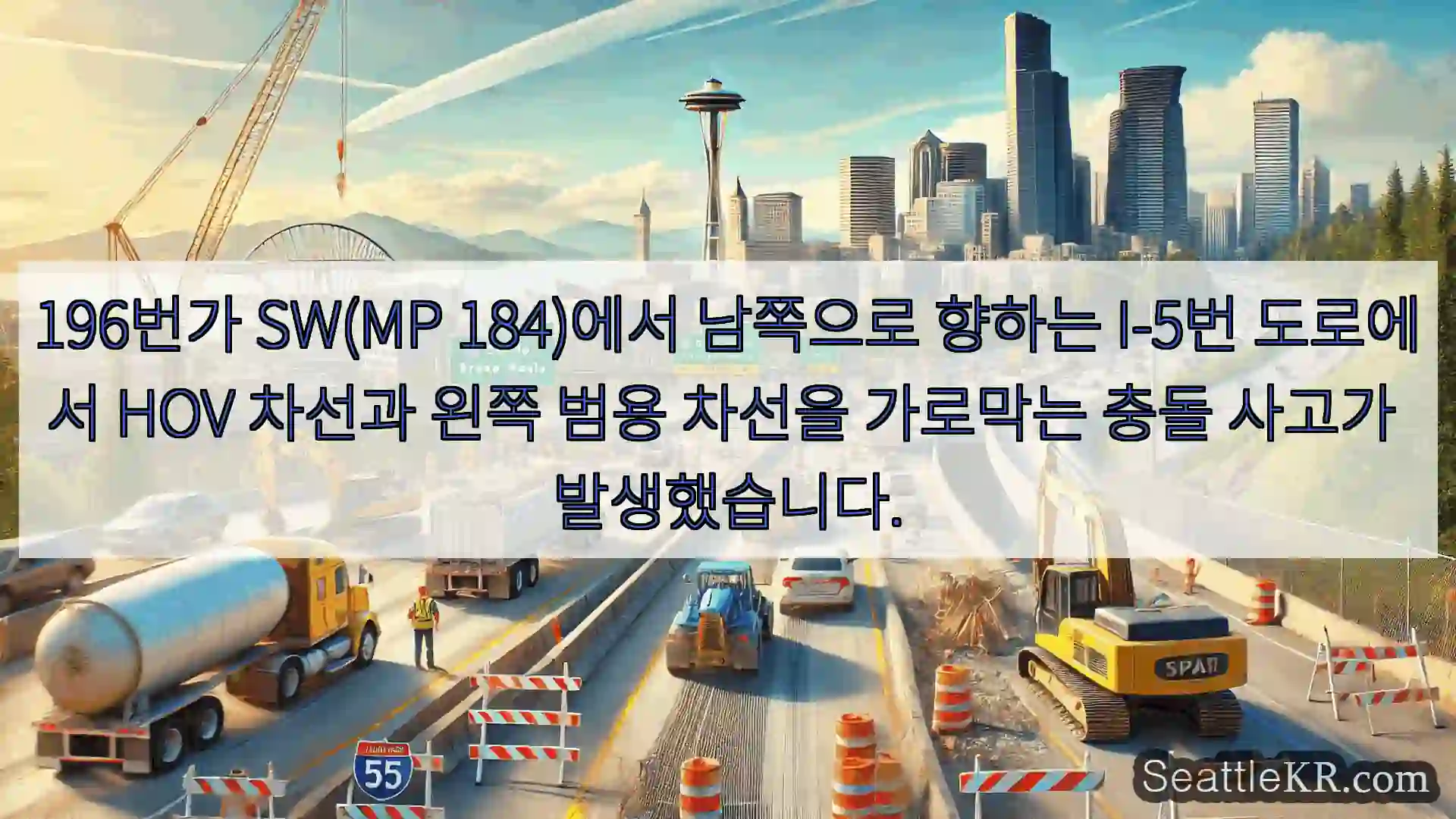 시애틀 교통뉴스 196번가 SW(MP 184)에서 남쪽으로 향하는 I-5번