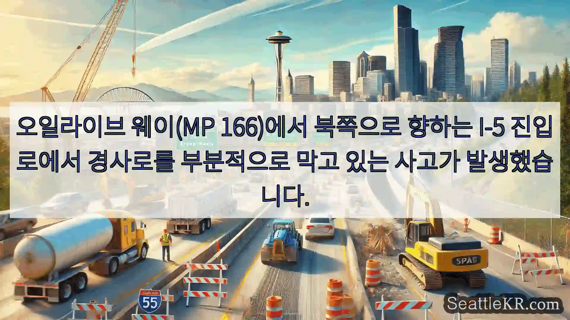 시애틀 교통뉴스 오일라이브 웨이(MP 166)에서 북쪽으로 향하는 I-5
