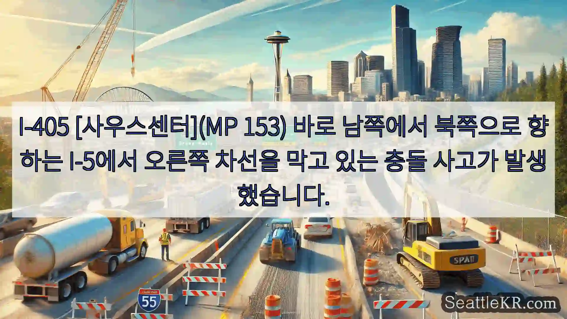 시애틀 교통뉴스 I-405 [사우스센터](MP 153) 바로 남쪽에서 북쪽으로