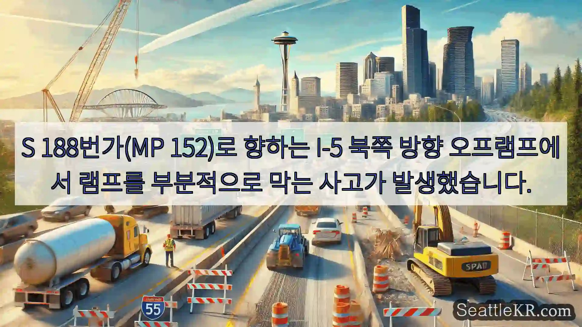 시애틀 교통뉴스 S 188번가(MP 152)로 향하는 I-5 북쪽 방향